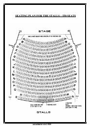 SEATING PLAN FOR THE STALLS â 550 SEATS