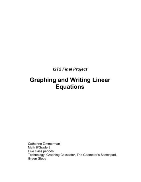 Graphing and Writing Linear Equations (Grade 8) By: Catherine ...