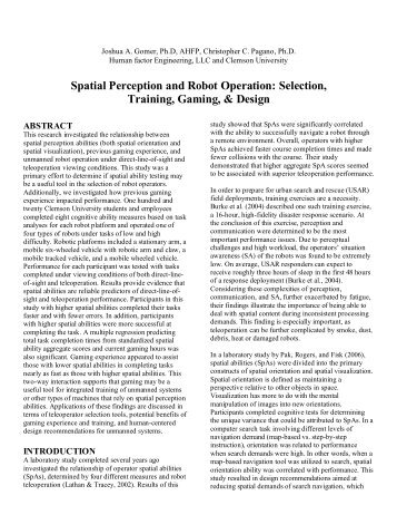 Spatial Perception and Robot Operation