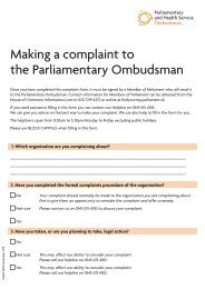 Making a complaint to the Parliamentary Ombudsman