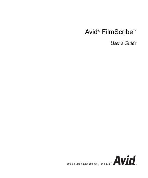 Avid FilmScribe User's Guide
