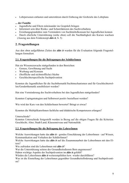 Evaluation des PrimÃ¤rprÃ¤ventionsprojekts dÃ¤ts it - Schulprojekte ...