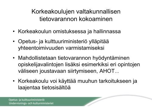 Korkeakoulujen tietohallinnon kehittÃ¤minen: tiedon yhteismitallisuus ...