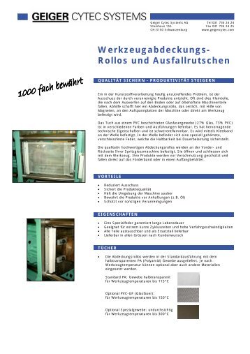 Rollos und Ausfallrutschen - Geiger Cytec Systems AG