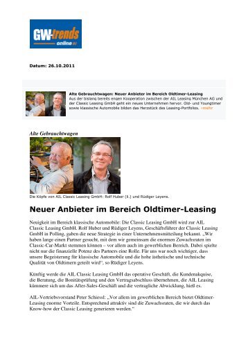 Springer Automotive Media Newsletter 26102011 W - Classic Leasing