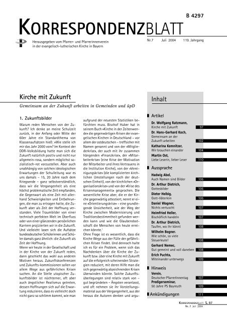 Ausgabe 2004 - Pfarrer- und Pfarrerinnenverein