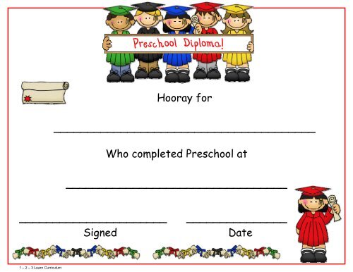 Preschool Diploma! - 1 - 2 - 3 Learn Curriculum