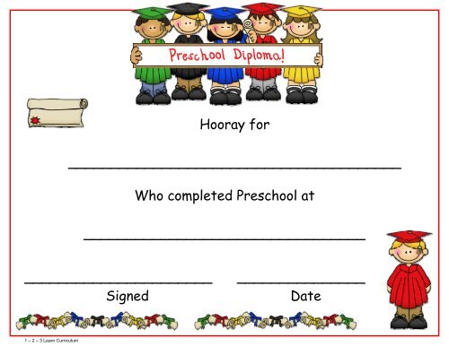 Preschool Diploma! - 1 - 2 - 3 Learn Curriculum