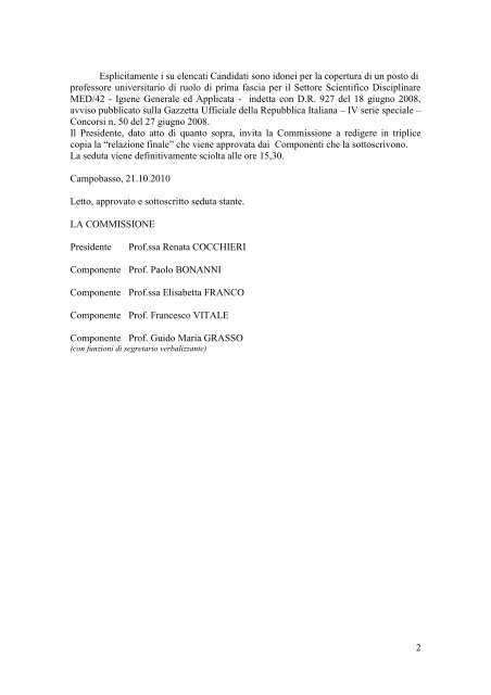 SSD MED/42 - n. 1 posto di professore ordinario - UniversitÃ  degli ...