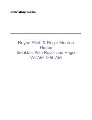 Royce Elliott & Roger Monroe Hosts: WOAM 1350 AM - WTVP.com