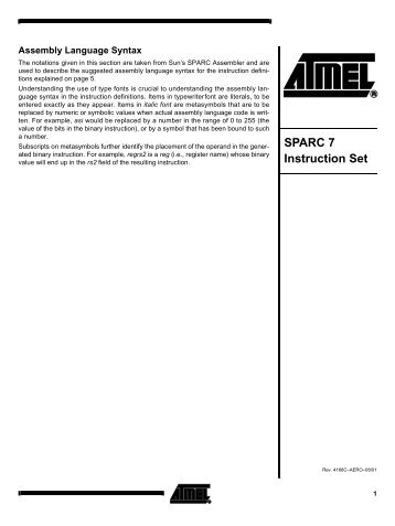 SPARC 7 Instruction Set - Microelectronics