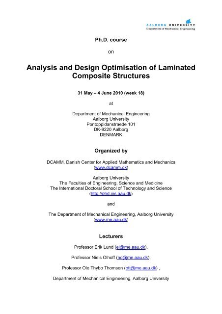 Analysis and Design Optimisation of Laminated Composite Structures