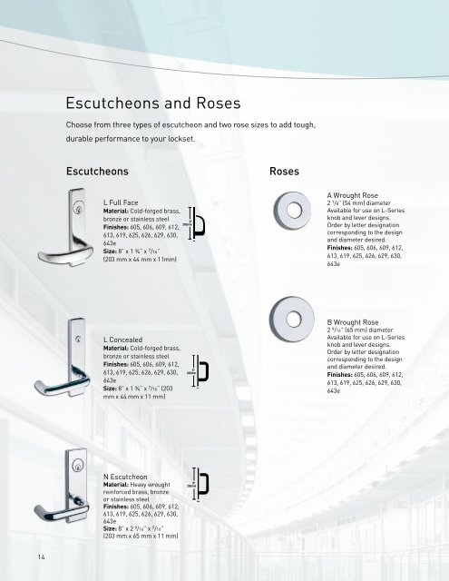 Schlage L series catalog - Ingersoll Rand Security Technologies