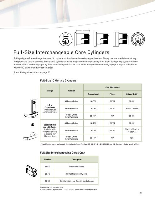 Schlage L series catalog - Ingersoll Rand Security Technologies