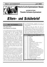 Eltern- und Schülerbrief und Schülerbrief