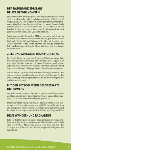Jahresprogramm 2012 - Naturpark Hessischer Spessart