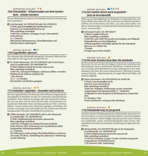 Jahresprogramm 2012 - Naturpark Hessischer Spessart