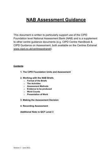 NAB Assessment Guidance - CIPD