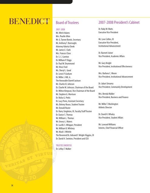 President's Report 2007 - Benedict College
