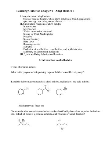 Learning Guide for Chapter 9 - Alkyl Halides I - Dixie State College