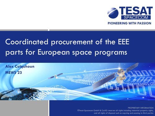 Coordinated procurement of the EEE parts for European space ...