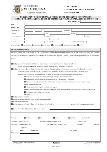 Exmo. Senhor Presidente da CÃ¢mara Municipal de VILA VIÃOSA ...