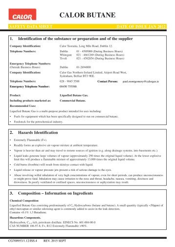 Butane SDS 070312 - Calor Gas