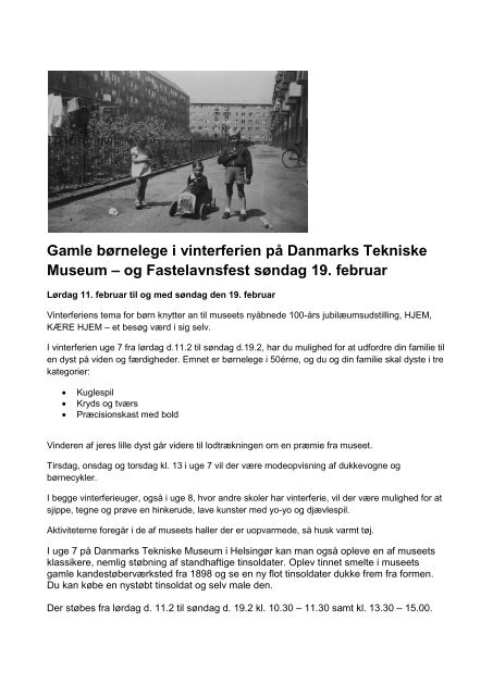 og Fastelavnsfest sÃ¸ndag 19. februar - Danmarks Tekniske Museum