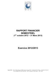 Rapport financier Premier Semestre 2012/2013 - Alpha MOS