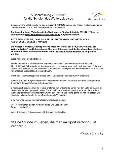 "Keine Stunde im Leben, die man im Sport verbringt, ist verloren!"