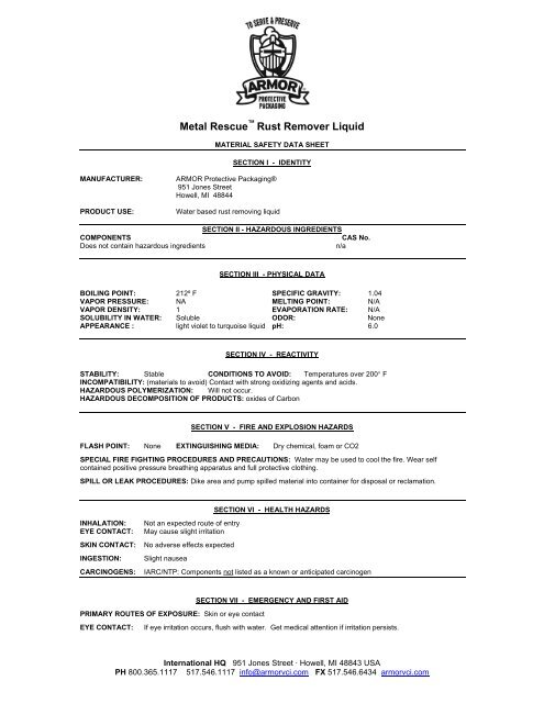 Metal Rescue MSDS