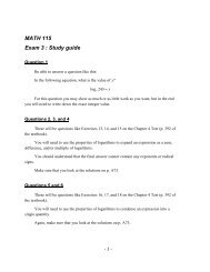 MATH 115 Exam 3 : Study guide - Metric Philatelist