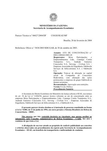 Seae - Conselho Administrativo de Defesa EconÃ´mica