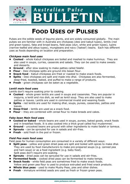 FOOD USES OF PULSES - Pulse Australia