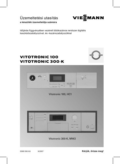 Vitotronic 300-K, MW2 típus871 KB - Viessmann
