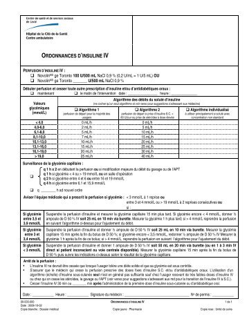 ORDONNANCES D'INSULINE IV