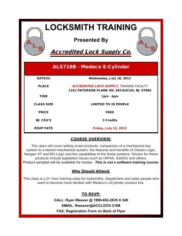 locksmith training - Accredited Lock Supply