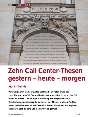 Den Artikel von damals finden Sie hier - CallCenter PROFI