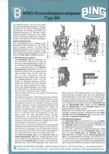 BING Vergaser Typ 92