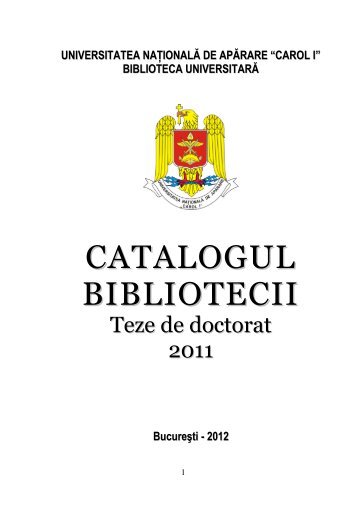 catalog teze doctorat - 2011