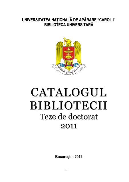 catalog teze doctorat - 2011