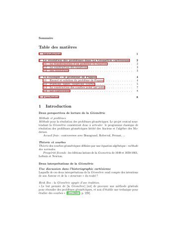 La thÃ©orie des courbes et des Ã©quations dans gÃ©omÃ©trie cartÃ©sienne