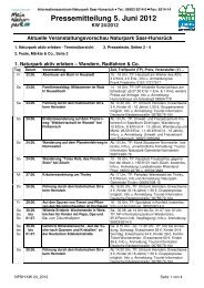 Pressemitteilung 5. Juni 2012 - Naturpark Saar-Hunsrück