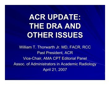 ACR UPDATE: THE DRA AND OTHER ISSUES - Aaarad.org