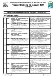 Pressemitteilung 16. August 2011 - Naturpark Saar-Hunsrück