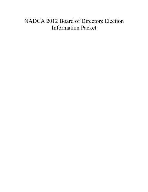 NADCA 2012 Board of Directors Election Information Packet