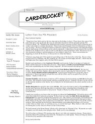 Letter from the PTA President - Carderock Springs PTA