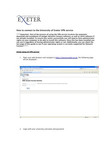 How to connect to the University of Exeter VPN service