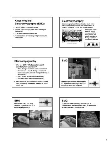 Kinesiological Electromyography (EMG) Electromyography ...