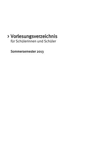 SchÃ¼ler-Vorlesungsverzeichnis zum Sommersemester 2013 - ZSB